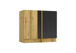 Artstolk Rohová kuchynská linka ISABEL | 200-260 cm dub artisan/čierna Prevedenie: s pracovnou doskou