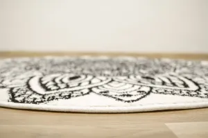 Koberec Lima G754A mandala, biely / čierny kruh