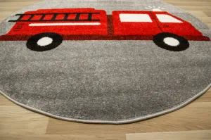 Koberec Lima G752A hasičské auto, červený / sivý kruh