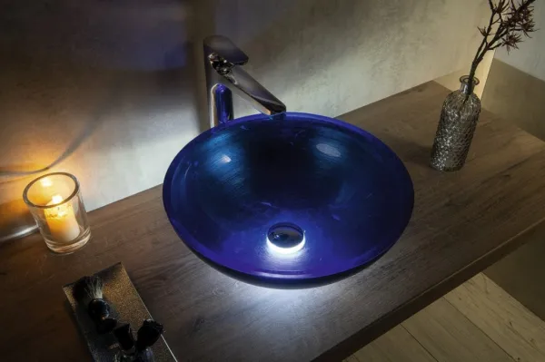 SAPHO - MURANO BLU sklenené umývadlo na dosku, priemer 40cm, modré AL5318-65