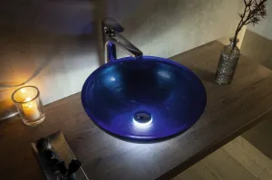 SAPHO - MURANO BLU sklenené umývadlo na dosku, priemer 40cm, modré AL5318-65
