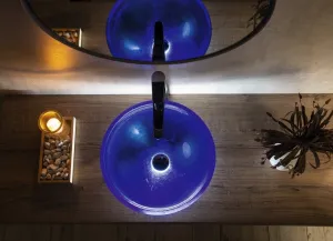 SAPHO - MURANO BLU sklenené umývadlo na dosku, priemer 40cm, modré AL5318-65