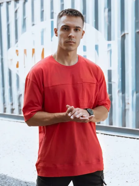 Jedinečné tričko s krátkym rukávom pre pánov červené