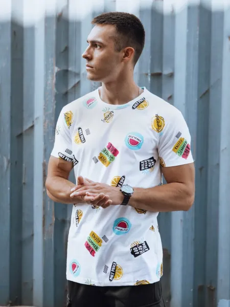 Jedinečné tričko s krátkym rukávom pre pánov biele
