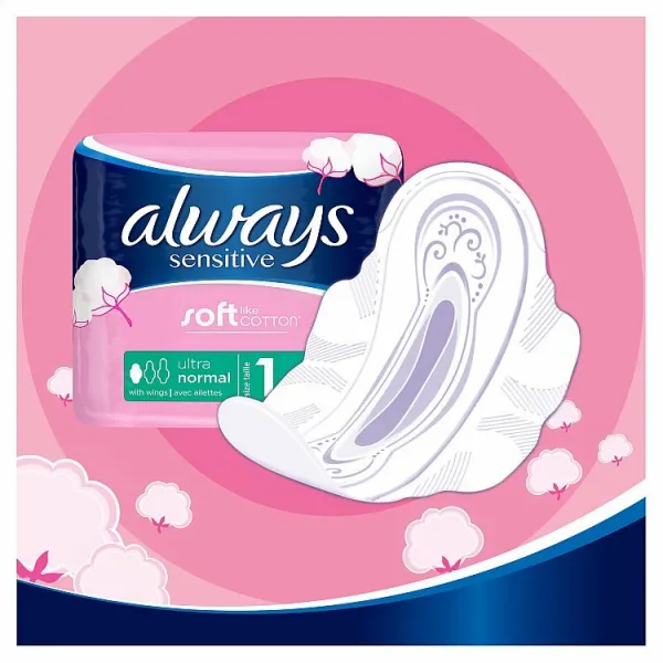 Always Platinum Normal Menštruačné Vložky s Krídelkami, 40 ks