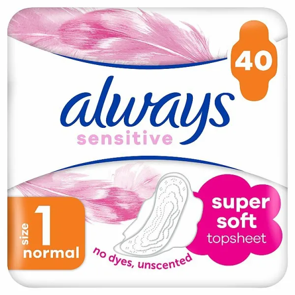 Always Platinum Normal Menštruačné Vložky s Krídelkami, 40 ks