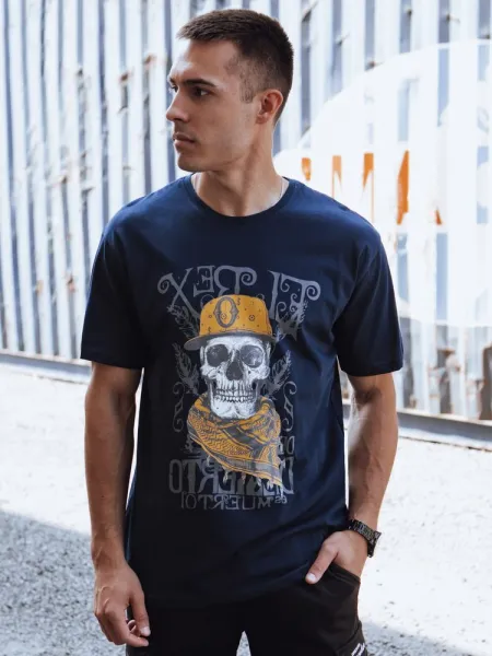 Jedinečné tričko s originálnou potlačou tmavo modré