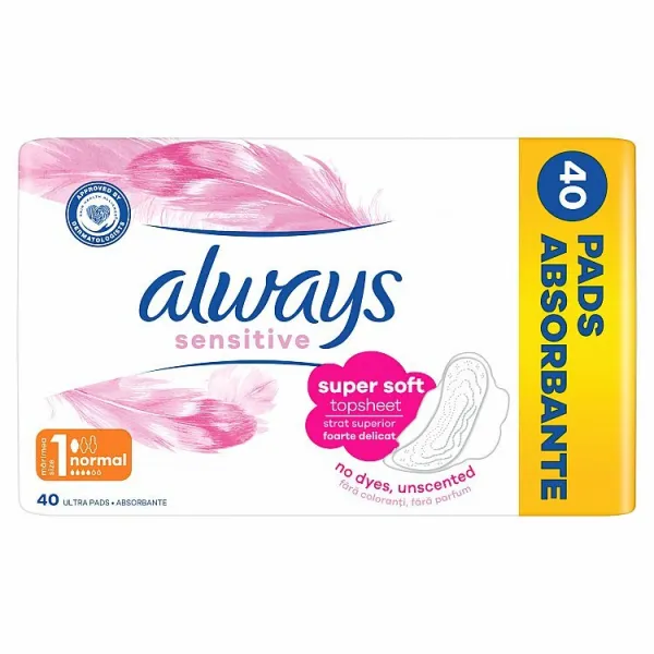 Always Platinum Normal Menštruačné Vložky s Krídelkami, 40 ks