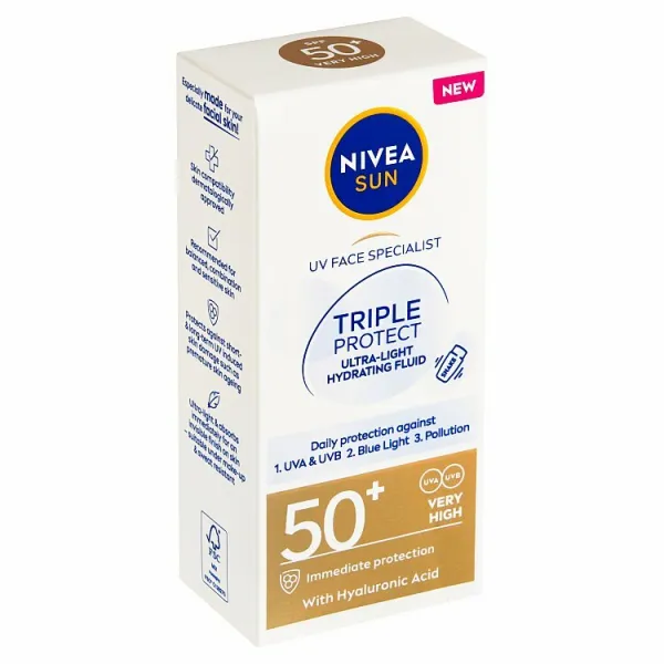 Nivea Sun Triple Protect ľahký hydratačný krém na opaľovanie SPF 50+ 40 ml
