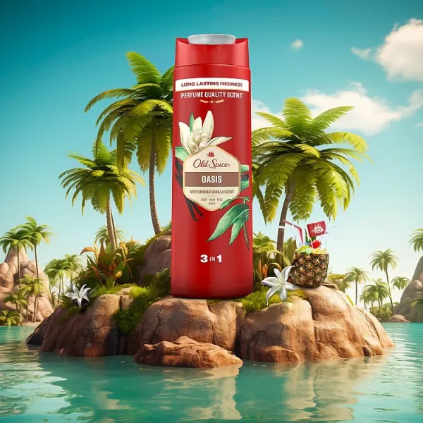 Old Spice Oasis 3 v 1 Sprchový Gél a Šampó Pre Mužov 400ml