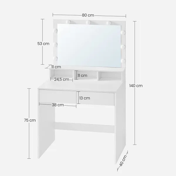 SONGMICS Kosmetický toaletní stolek Velisa 140 cm bílý