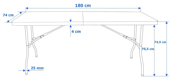 TZB Cateringový stůl RATTAN 180 cm černý