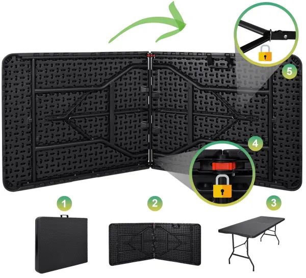 TZB Cateringový stůl RATTAN 180 cm černý