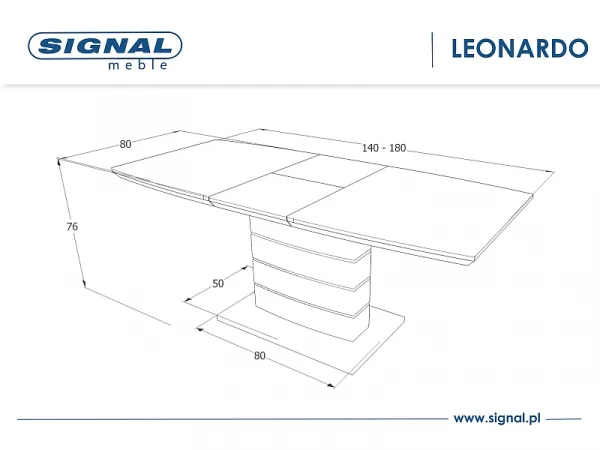 Signal Rozkladací jedálenský stôl Leonardo | Dub Prevedenie: 140 (180) x 80 cm