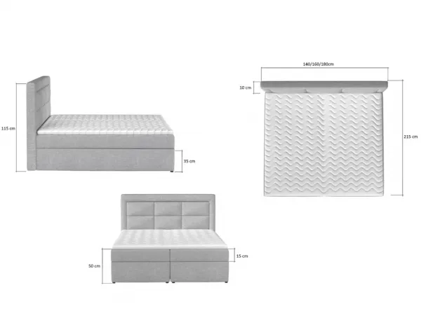 ArtElta Manželská posteľ VIVRE Boxspring | 140 x 200 cm Farba VIVRE: Dora 21