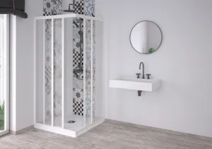 FORTE - Štvorcový sprchovací kút ACRIL - ANGOLO NEW - FARBA rámu - Biela, Rozmer A - 100, Rozmer B - 100 OLNAC2FS200031