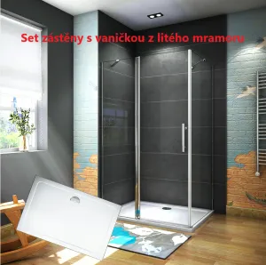 H K - Obdĺžnikový sprchovací kút MELODY B5 90x70 cm s jednokrídlovými dverami s pevnou stenou vrátane sprchovej vaničky z liateho mramoru SE-MELODYB59070/THOR-9070