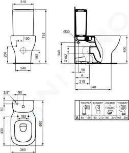 Ideal Standard Tesi - Kombi WC s AQUABLADE®, biela T008201