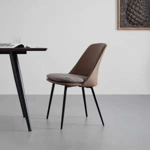 Jedálenská stolička Bianca pravá koža/textil hnedá