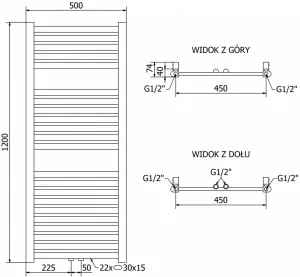 MEXEN - Hades vykurovací rebrík/radiátor 1200 x 500 mm, 444 W, zlatá W104-1200-500-00-50