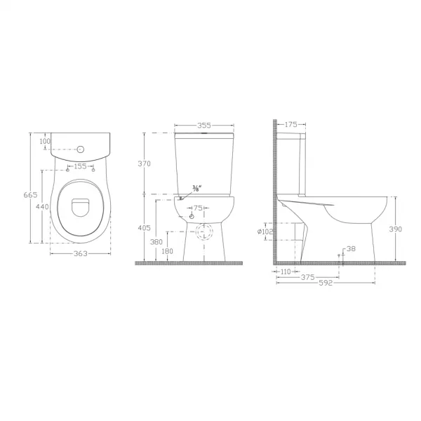 SAPHO - KAIRO WC kombi, zadný odpad, splachovací mechanizmus PC105