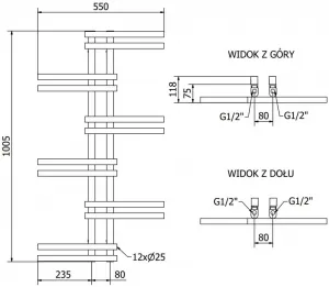 MEXEN - Jar vykurovací rebrík/radiátor 1005 x 550 mm, 339 W, čierna W115-1005-550-00-70