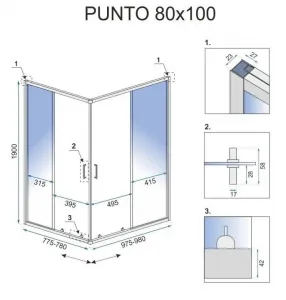 REA - Sprchovací kút PUNTO 80x100 Gold Bez sprchovej vaničky REA-K6442