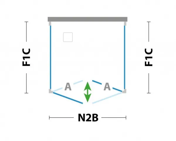 FORTE - Sprchovací kút 80x80, DECO N2B+F1S - FARBA rámu - Hliník ossidato, Rozmer A - 80, Rozmer B - 80, Rozmer C - 200, Výplň - Číre bezpečnostné sklo - 6 mm BDE8080348103