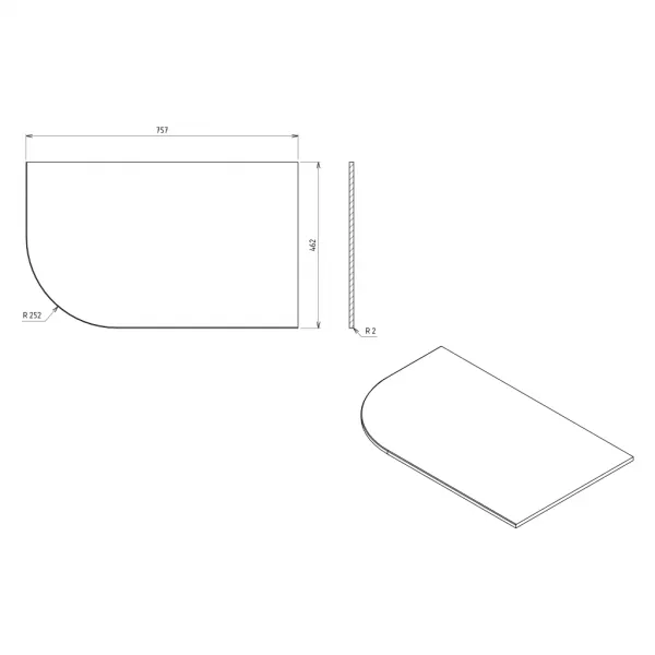 SAPHO - PULSE Rockstone doska 757x12x462, pravá, biela mat BM760-0101