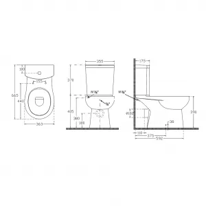 SAPHO - KAIRO CLEANWASH WC kombi s bidetovou sprškou, zadný odpad, splachovací mechanizmus PC106