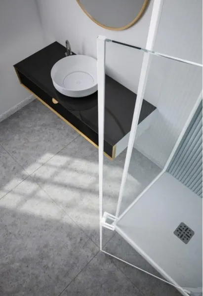 FORTE - Pevná stena DECO F1C - FARBA rámu - Hliník ossidato, Rozmer A - 80, Výplň - Číre bezpečnostné sklo - 6 mm BDE902FC348103