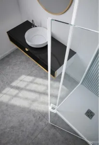FORTE - Pevná stena DECO F1C - FARBA rámu - Hliník ossidato, Rozmer A - 80, Výplň - Číre bezpečnostné sklo - 6 mm BDE902FC348103