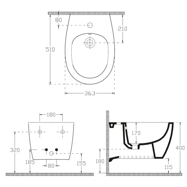 ISVEA - SENTIMENTI bidet závesný 36x51 cm 10AR41010SV