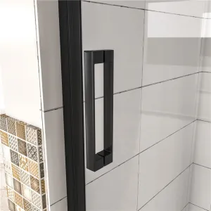 H K - Sprchové dvere BLACK SAFIR B5 100, jednokrídlové s pevnou stenou 99-101 x 185 cm SE-BLACKSAFIRB5100