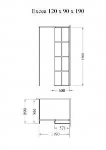 BESCO - Walk-in sprchová zástena EXCEA - FARBA rámu - Čierna, Rozmer A - 120, Rozmer B - 90, Rozmer C - 190, Smer zatvárania - Univerzálne Ľavé / Pravé, Výplň - Číre bezpečnostné sklo - 8 mm BCEXCEA9012