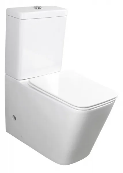 SAPHO - PORTO RIMLESS WC kombi, spodný/zadný odpad, biela PC102WR