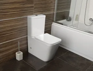 SAPHO - PORTO RIMLESS WC kombi, spodný/zadný odpad, biela PC102WR