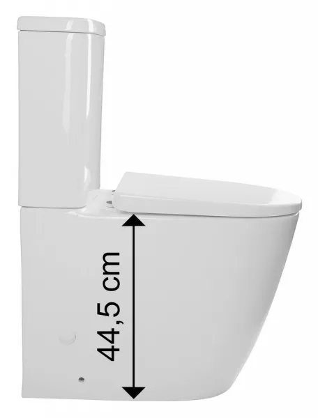 SAPHO - TURKU WC kombi, zvýšené sedenie, Rimless, spodný/zadný odpad, biela PC104WR
