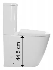 SAPHO - TURKU WC kombi, zvýšené sedenie, Rimless, spodný/zadný odpad, biela PC104WR