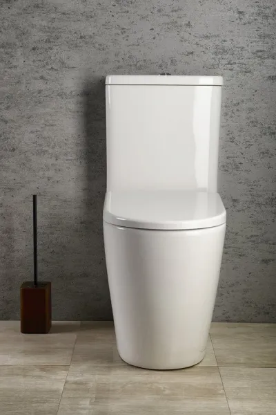 SAPHO - TURKU WC kombi, zvýšené sedenie, Rimless, spodný/zadný odpad, biela PC104WR