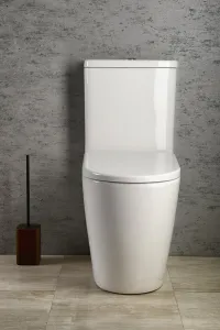 SAPHO - TURKU WC kombi, zvýšené sedenie, Rimless, spodný/zadný odpad, biela PC104WR