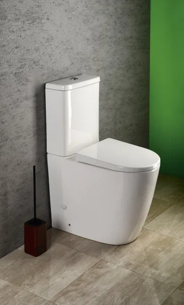 SAPHO - TURKU WC kombi, zvýšené sedenie, Rimless, spodný/zadný odpad, biela PC104WR