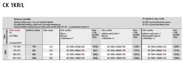 Kermi kyvné dvere Cada XS 1KR 0900x2000 875-900 STR.LESK číre+Clean CK1KR09020VPK