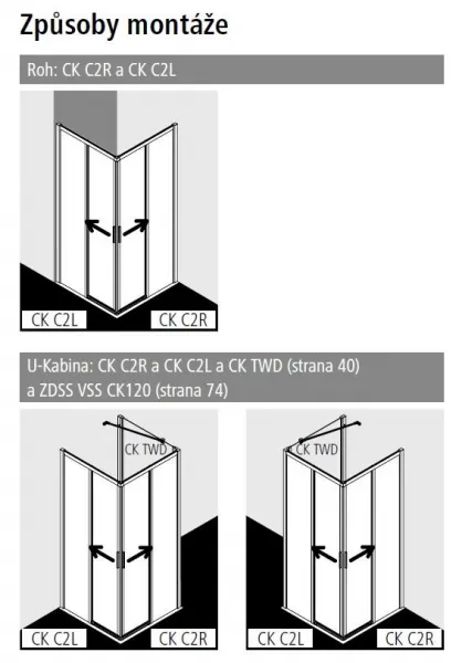 Kermi Cada XS /rohový vstup/ bezbariérové posuvné dvere 900x2000, číre sklo clean, profil strieborný lesk ĽAVÝ CKC2L09020VPK