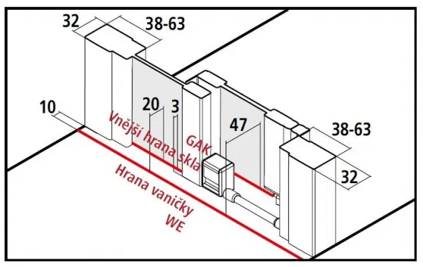 Kermi Posuvné dvere Cada XS D2L 1200x2000 1160-1210 STR.LESK číre+Clean CKD2L12020VPK