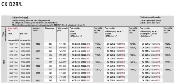 Kermi Posuvné dvere Cada XS D2L 1200x2000 1160-1210 STR.LESK číre+Clean CKD2L12020VPK