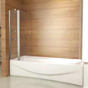H K - Vaňová zástena s pevnou stenou V2 120 cm, číre sklo, oblý roh SE-V2120OSET