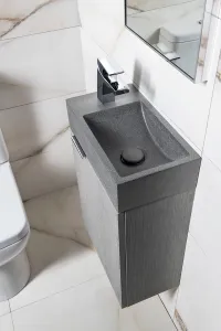SAPHO - CREST L betónové umývadlo vrátane výpuste, 40x22cm, čierny granit AR403