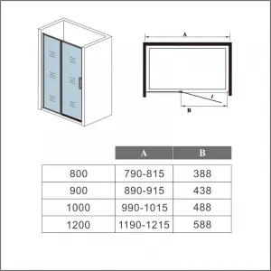 H K - Sprchové dvere BLACK SAFIR B5 100, jednokrídlové s pevnou stenou 99-101 x 185 cm SE-BLACKSAFIRB5100