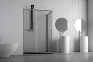 FORTE - Sprchové dvere URBAN ESSENCE N1FS - Farba rámu zásteny - Hliník ossidato, Rozmer A - 100, Smer zatváranie - Pravé (DX), Výplň - Číre bezpečnostné sklo - 6 mm BEN10DXA1